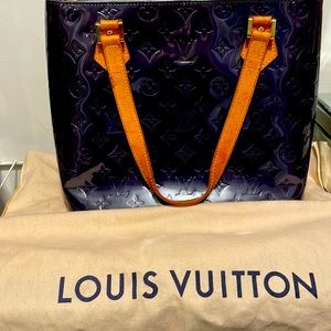 Louis Vuitton Purple Vernis Patent Leather Monogram Tote Handbag